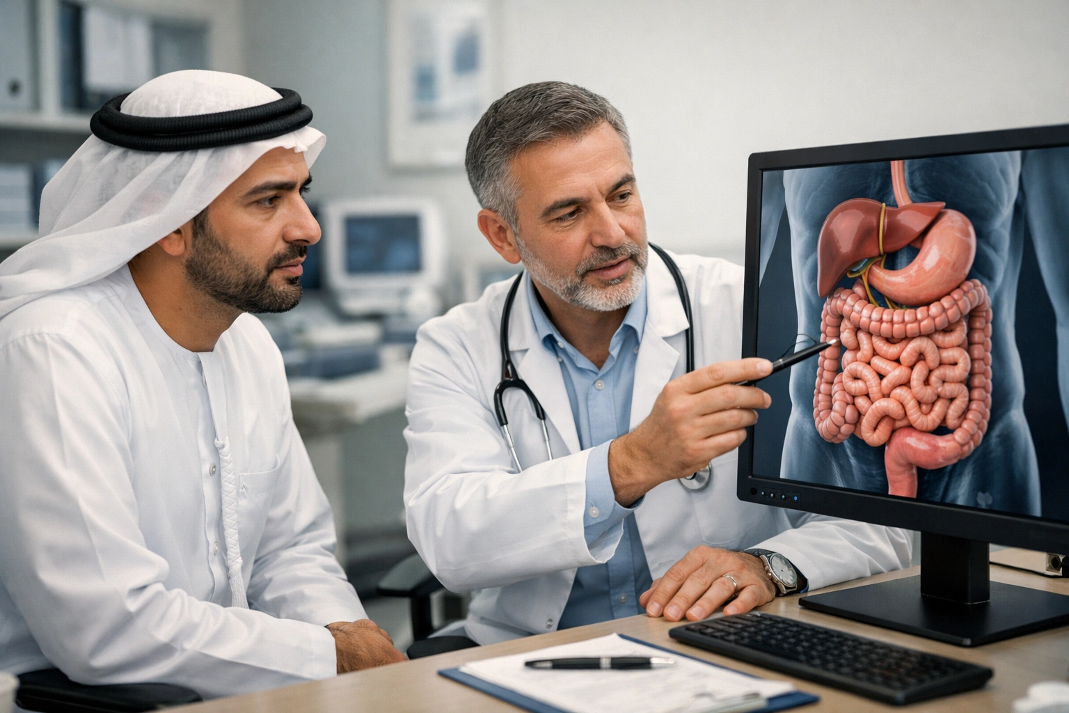 طبيب يقدم الاستشارة لمريض