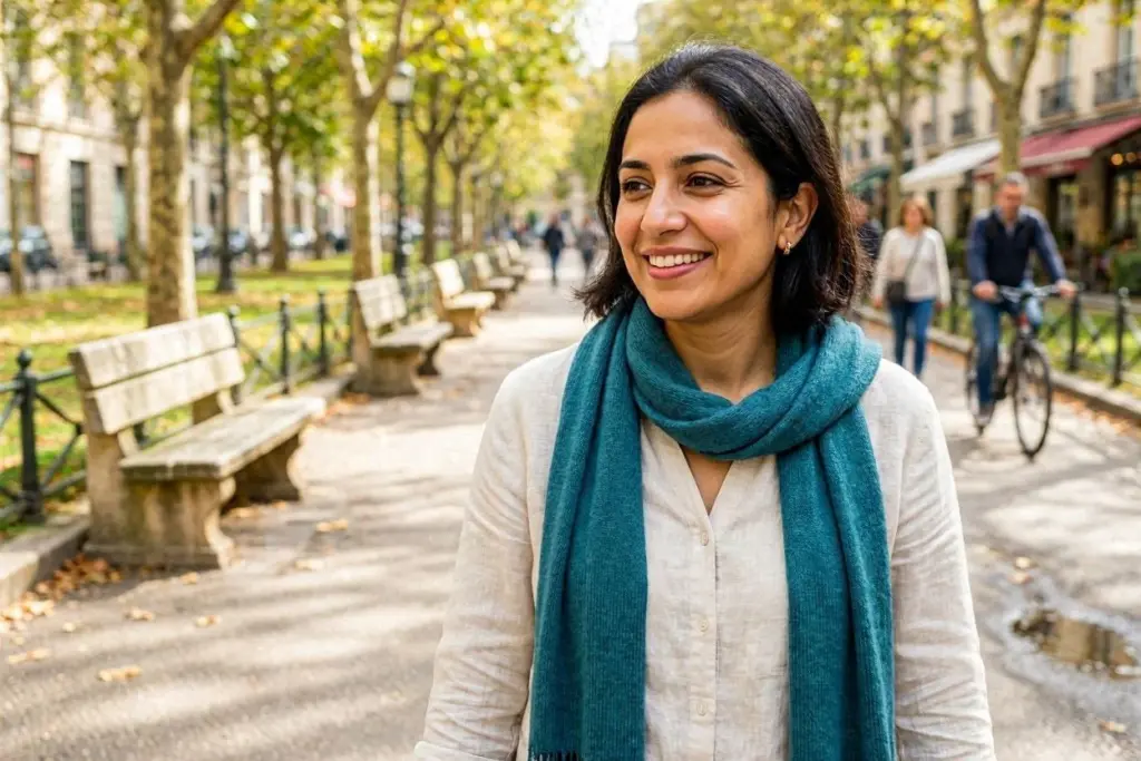 امرأة تتمتع يالطقس الجميل في الخارج