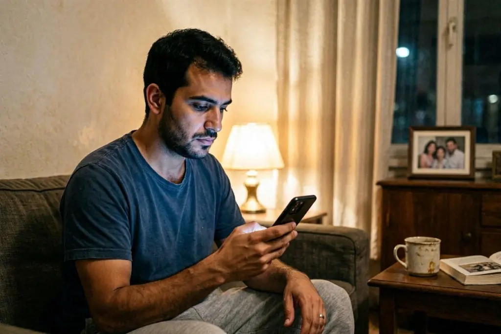 رجل يتصفح هاتفه