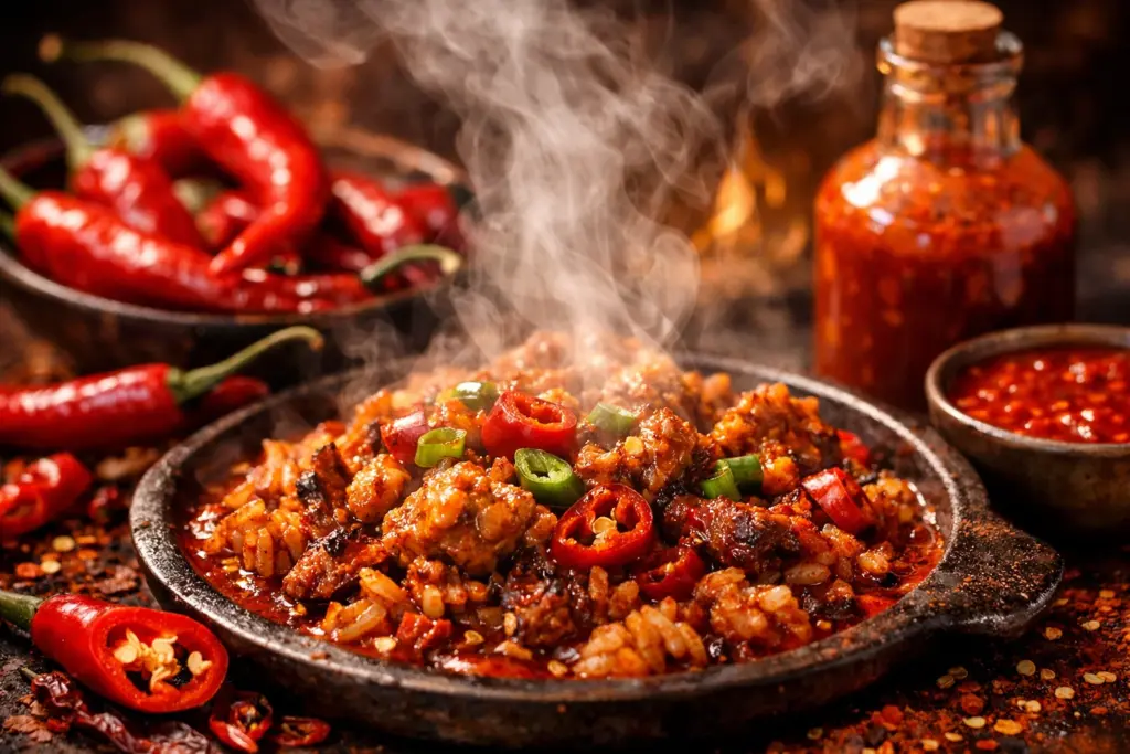 طبق من الطعام الحار