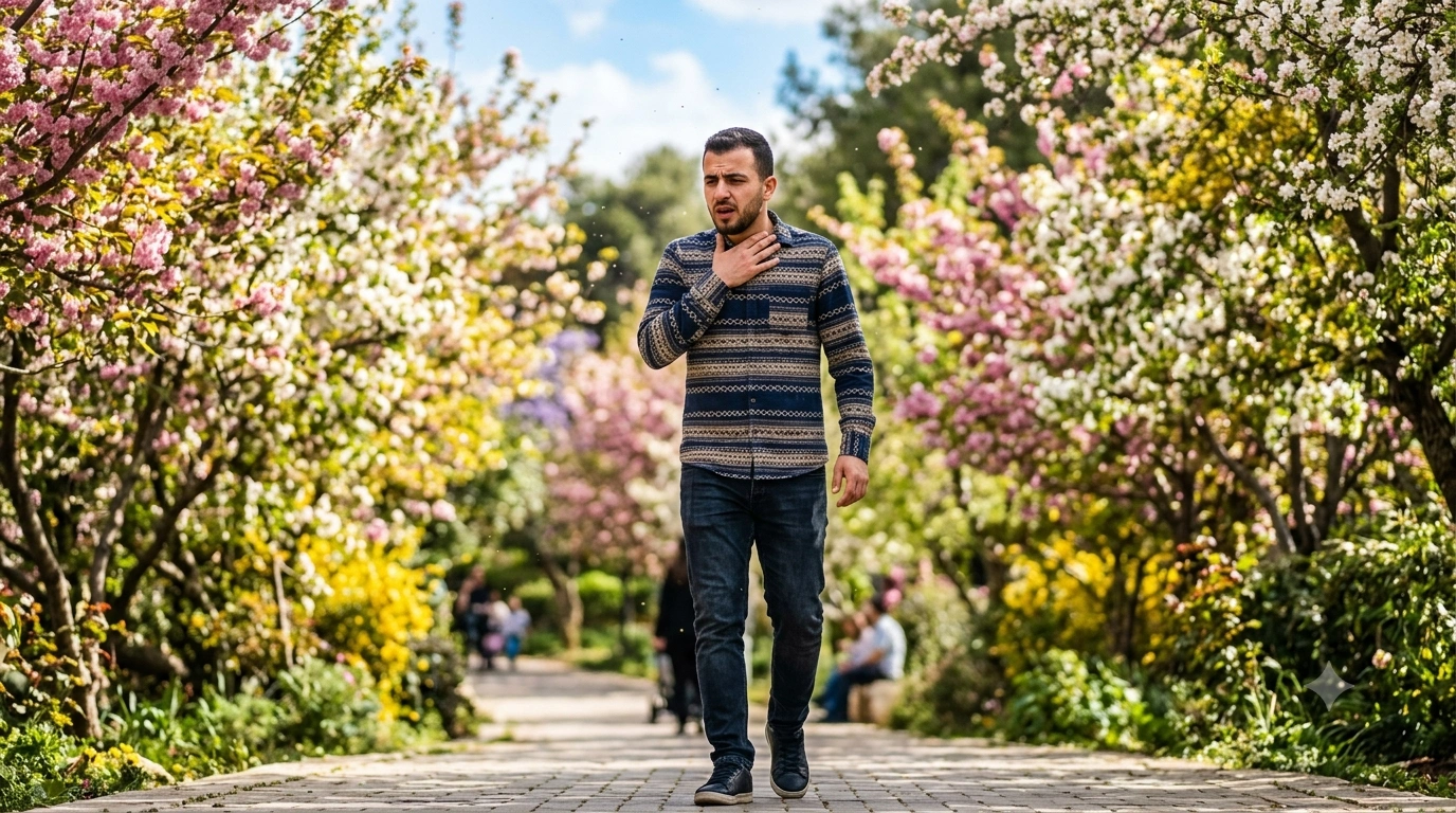 شاب يعاني من حكة الحلق