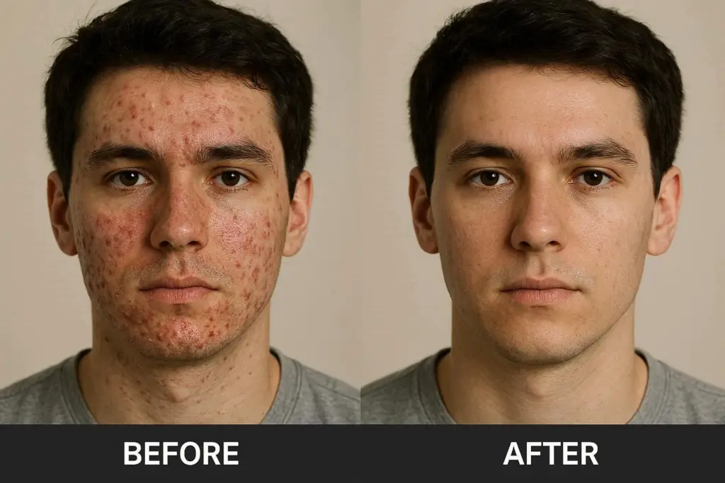 صورة تظهر شابًا قبل وبعد إجراء تجميلي
