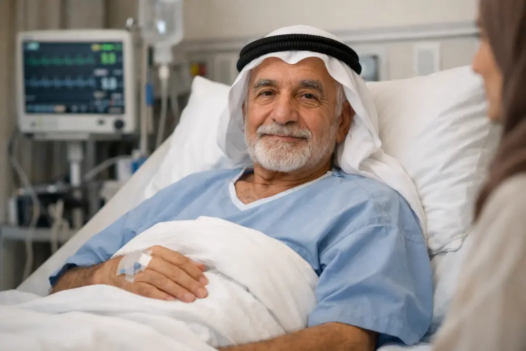 رجل كبير في السن في المستشفى