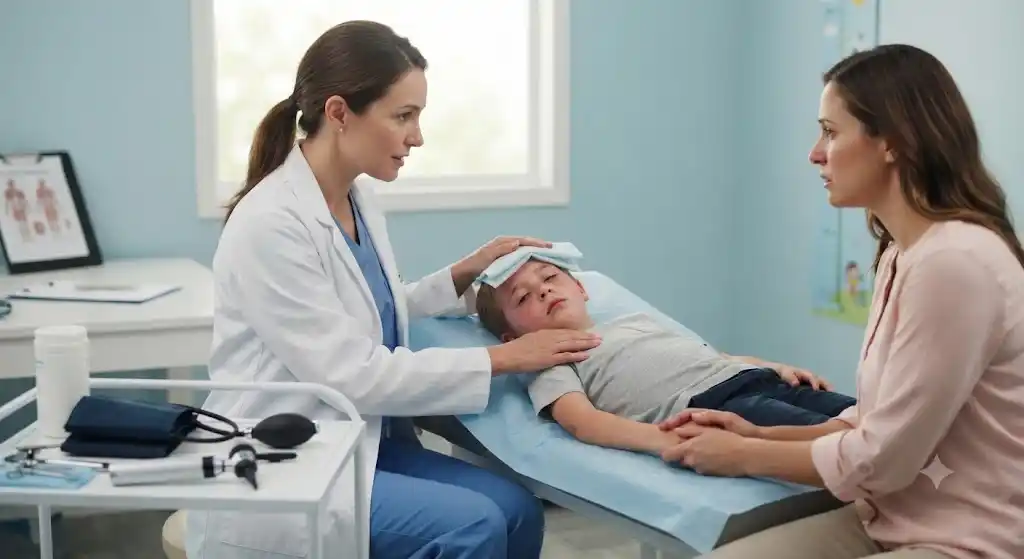 متى يجب مراجعة الطبيب؟ بثور كبيرة. ارتفاع شديد في درجة الحرارة. دوخة أو فقدان الوعي. قيء أو علامات الجفاف.
